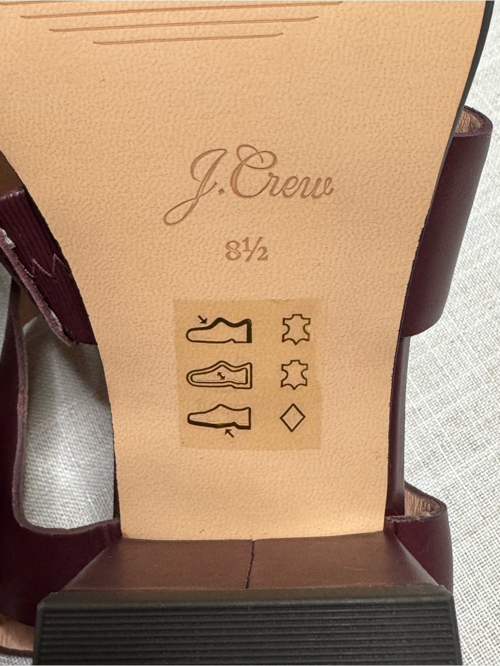 J. Crew Burgundy Block Heel Leather Sandals - Picture 10 of 11